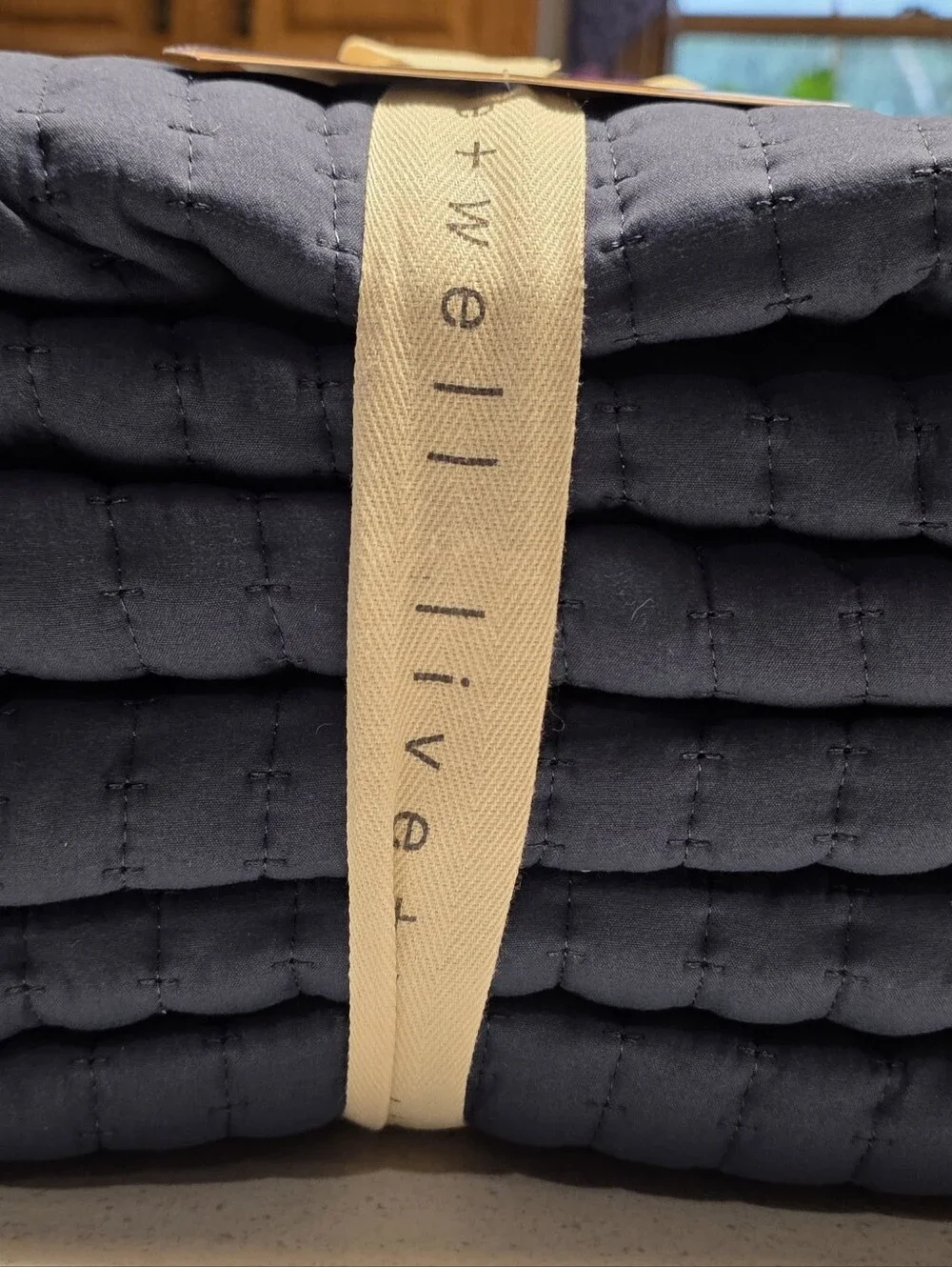 LIVE & WELL Garment Washed Box Stitch Quilt KING Size Logan DENIM Blue - NEW